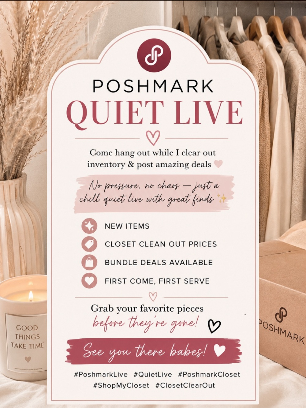 Poshmark Quiet Live today 5:15 pm